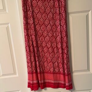 Chico's Red and White Patterned Maxi Skirt